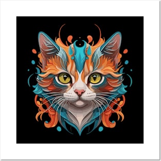 colorful cat Posters and Art